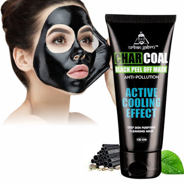 UrbanGabru Charcoal Black Peel Off Mask for Men & Women | Removes Blackheads and Whiteheads | Active Cooling Effect | Deep Skin Purifying Cleansing (120 g)